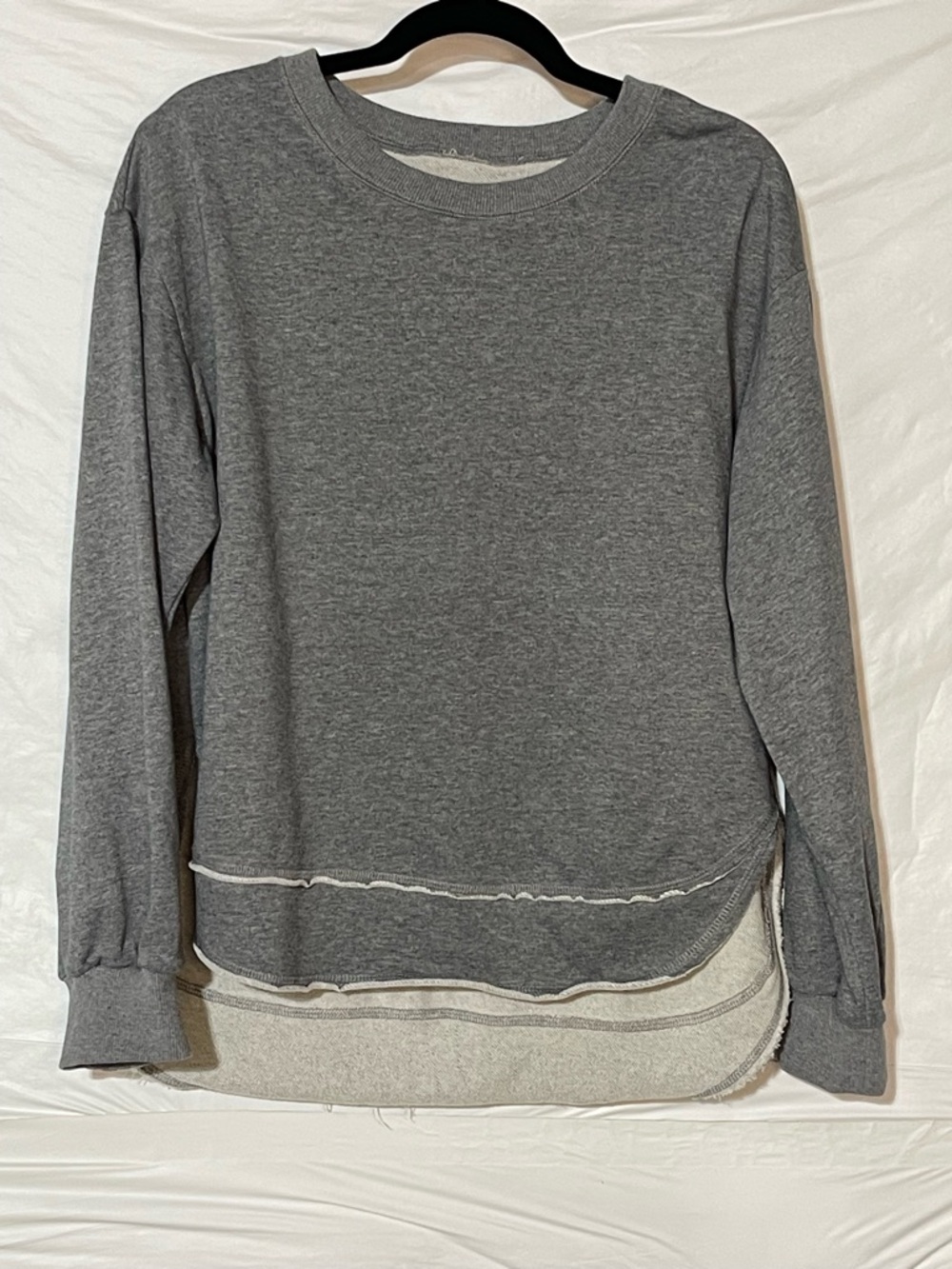 Women's Gray Layered Hem Sweatshirt